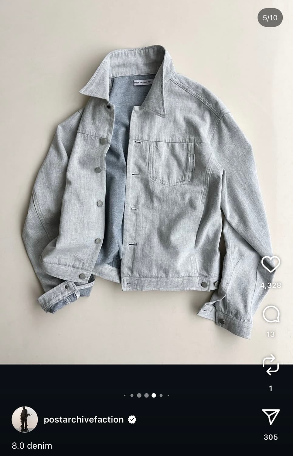 포스트아카이브팩션 8.0 데님자켓 S 상품이미지2