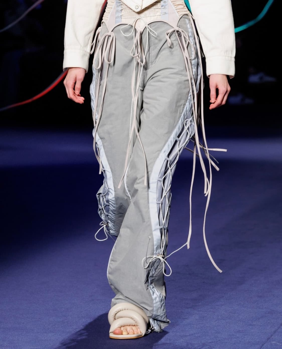 Crack padded lace-up wide pants 38 size 상품이미지4