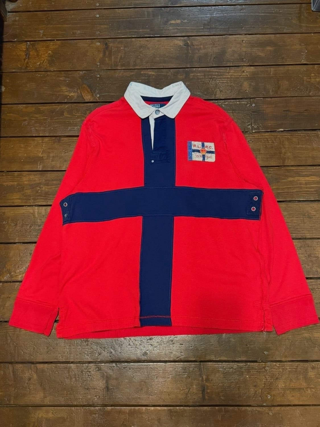 Polo Ralph Lauren 해군 재단사 럭비 롱슬리브 셔츠 상품이미지1