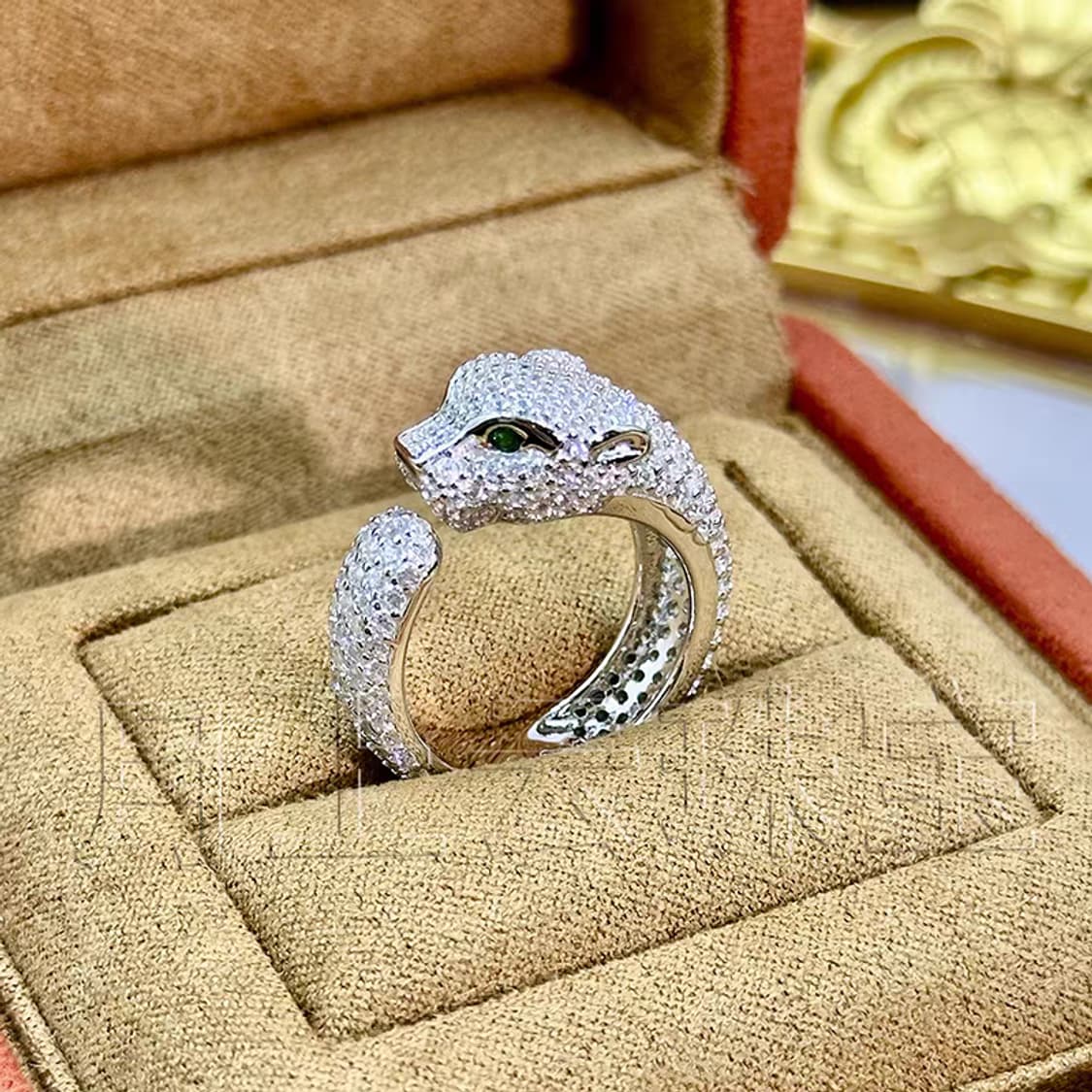 Oceanora 레오파드 925실버 그린아이 풀지르콘 럭셔리 링 상품이미지6