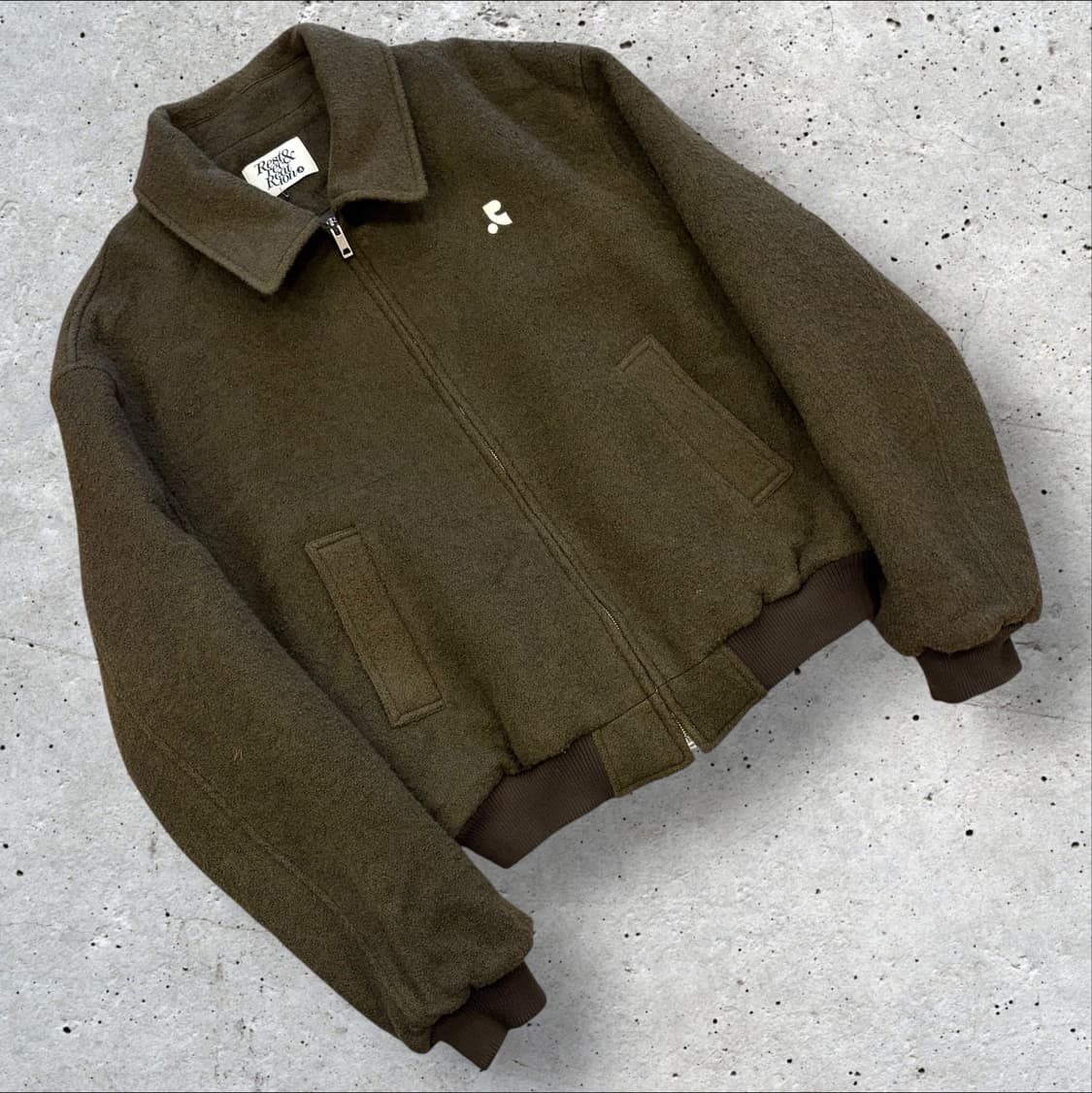 [L] 레스트앤 레크레이션 모직 봄버 자수 자켓 브라운 C999 상품이미지1