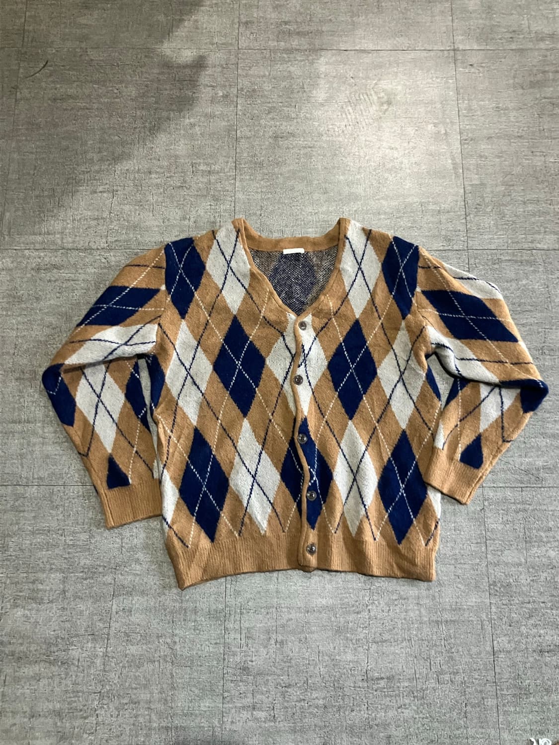 일본빈티지 올드스쿨아메카지 혁오풍 아가일 니트가디건 상품이미지1