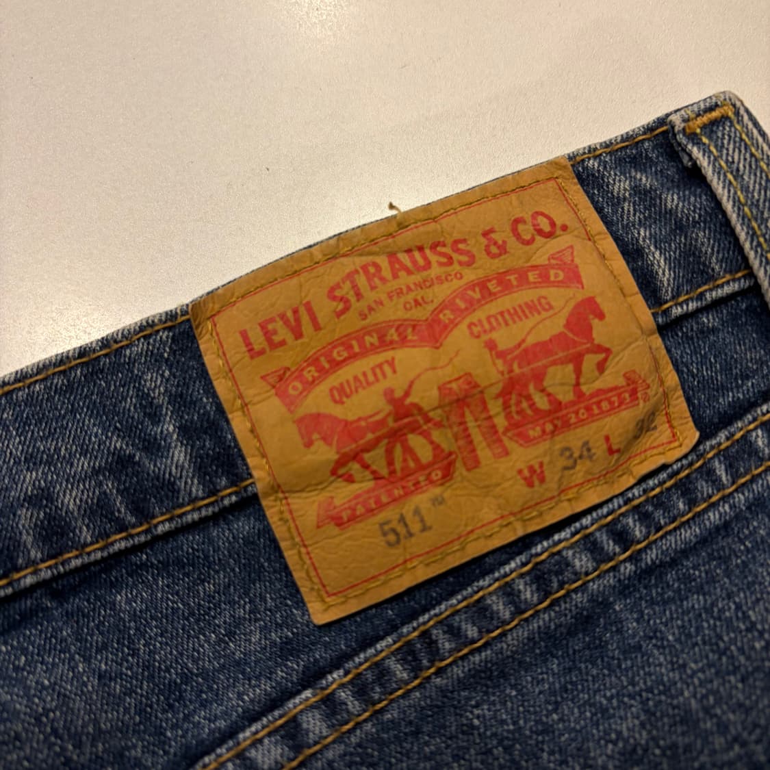 [34x32] 리바이스 511 슬림 패치 데님 청바지 팬츠 D572 상품이미지4