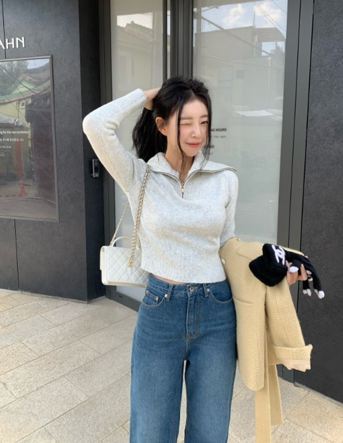 [시예 siye] desert 니트 집업 (멜란지) 상품이미지1