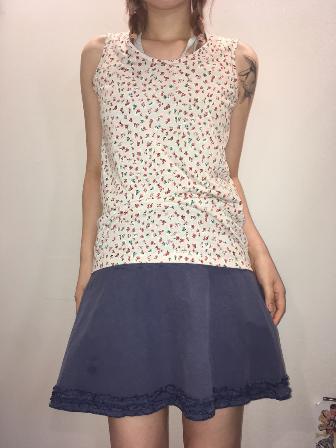 jpn vintage mori beige floral sleeveless 상품이미지2