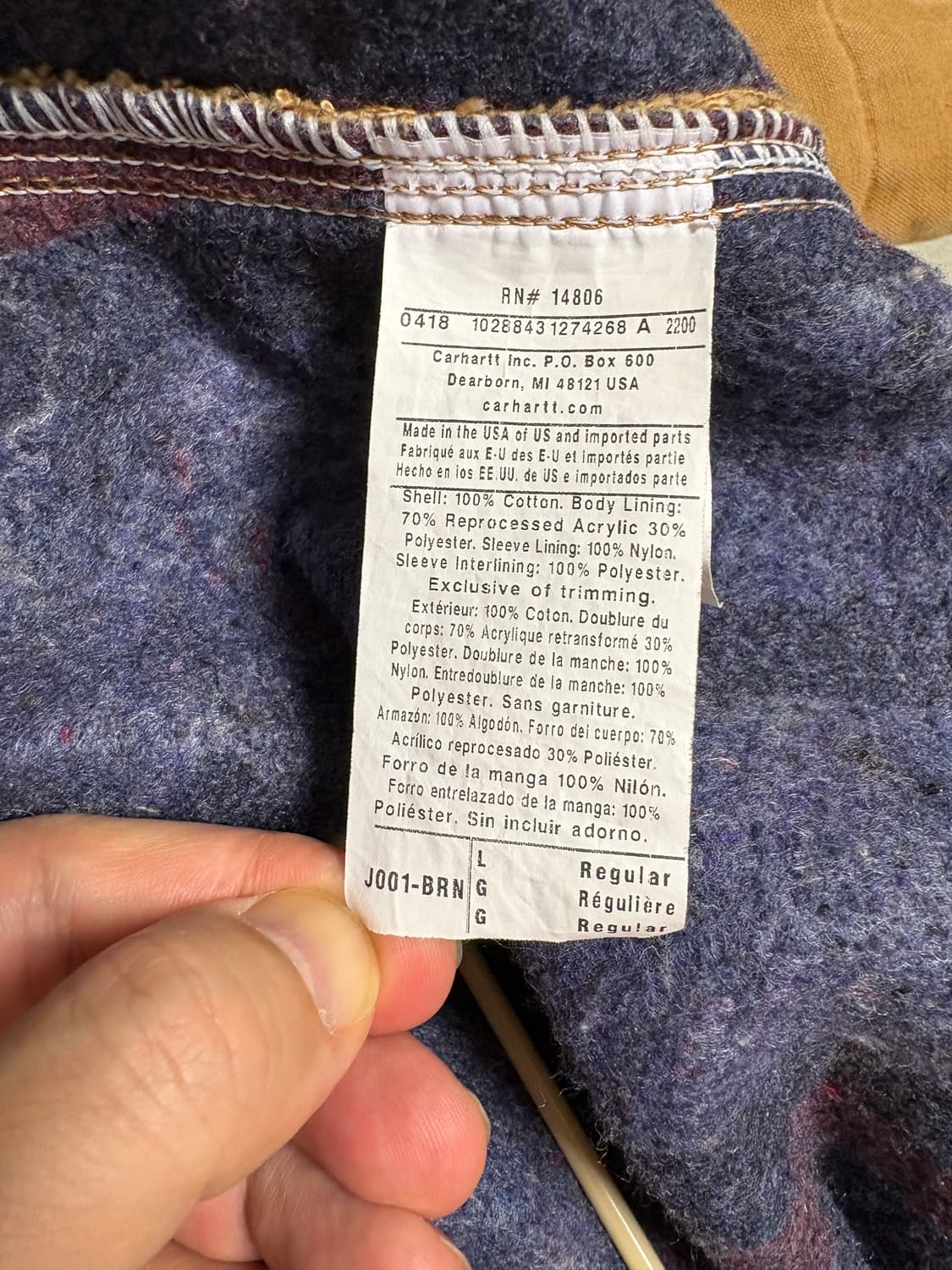 Carhartt J001 디트로이트 자켓 (J001-BRN) 상품이미지9