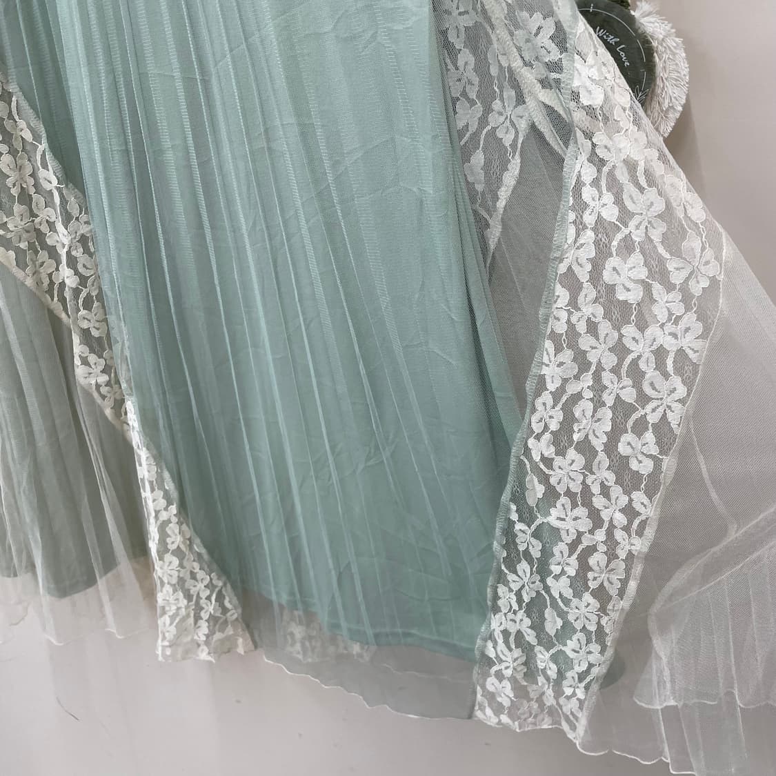 쉬폰 풀밴딩 민트 레이스 샤 롱 스커트 상품이미지4