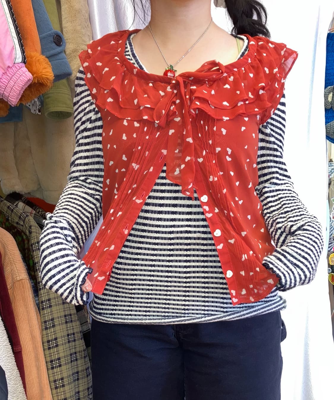 jpn 하트 레이어드 블라우스 상품이미지1