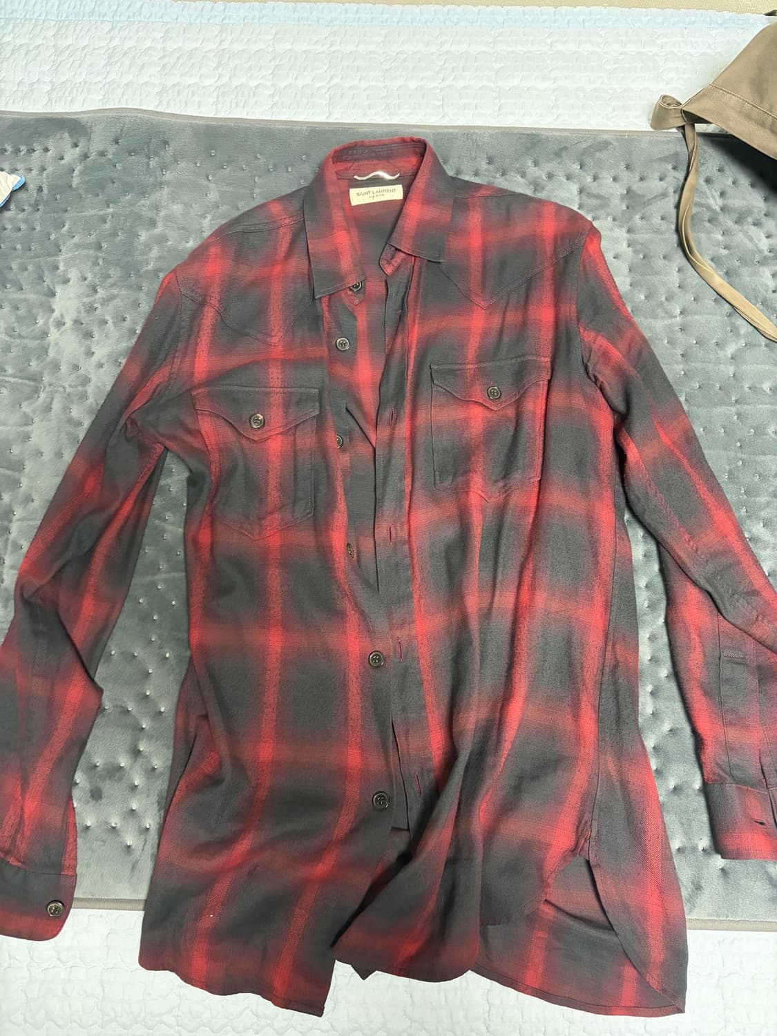 생로랑 15fw 플란넬 체크 셔츠 에디슬리먼 M 상품이미지1