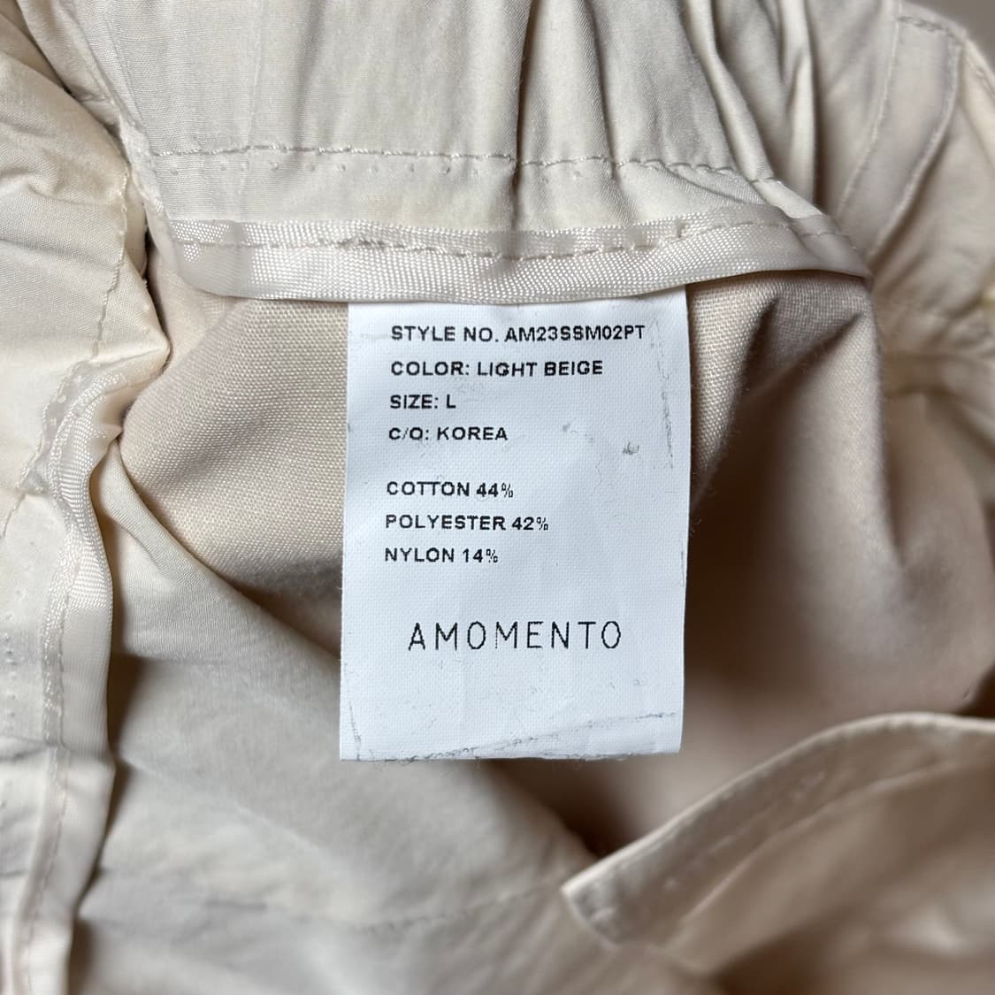 [L] 아모멘토 라이트 베이지 나일론 팬츠 상품이미지3