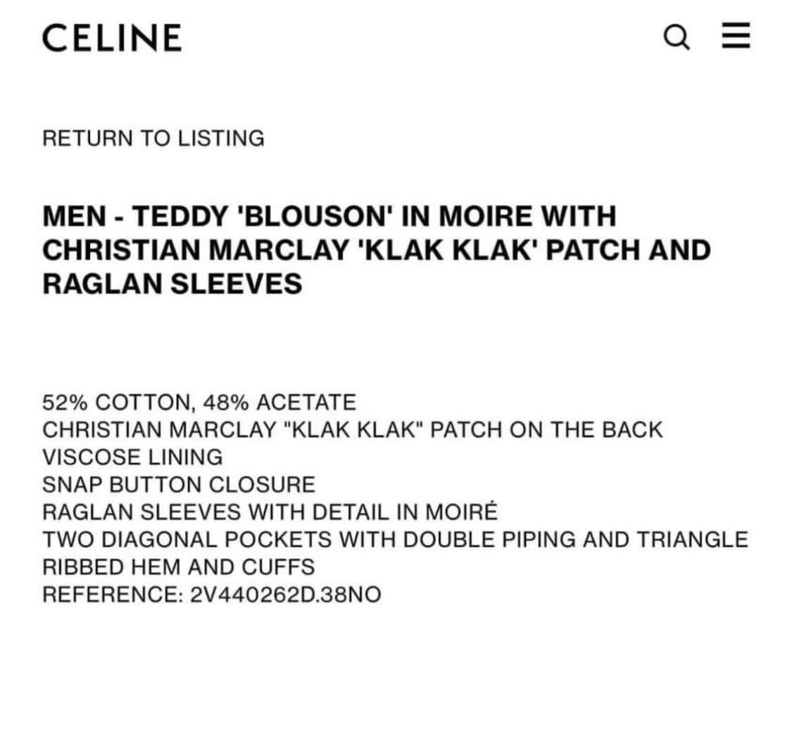 셀린느 19ss klak 테디자켓 상품이미지6