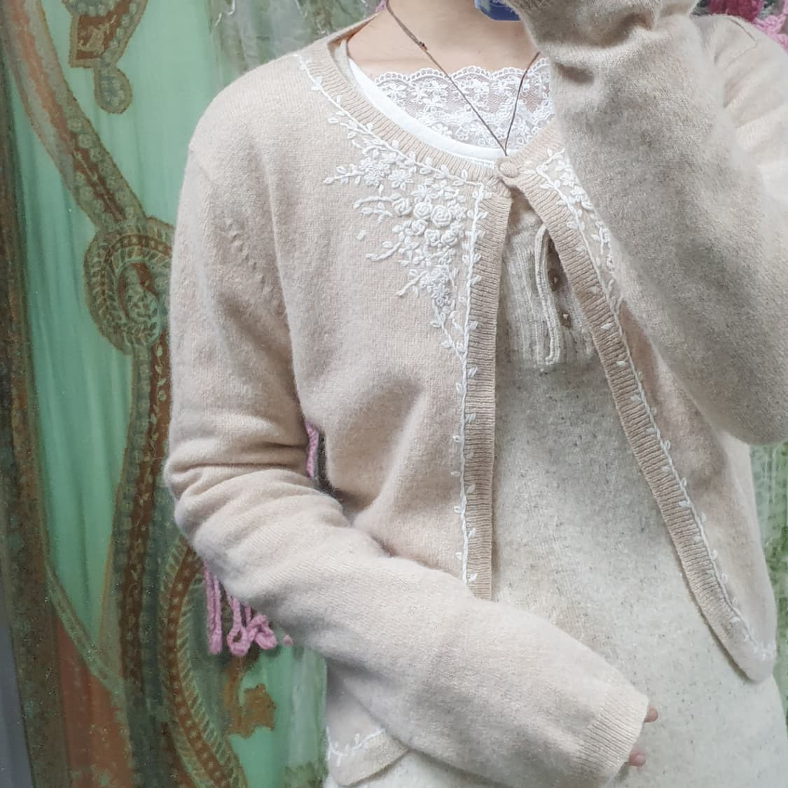 울 앙고라 자수 볼레로 니트 가디건 상품이미지6