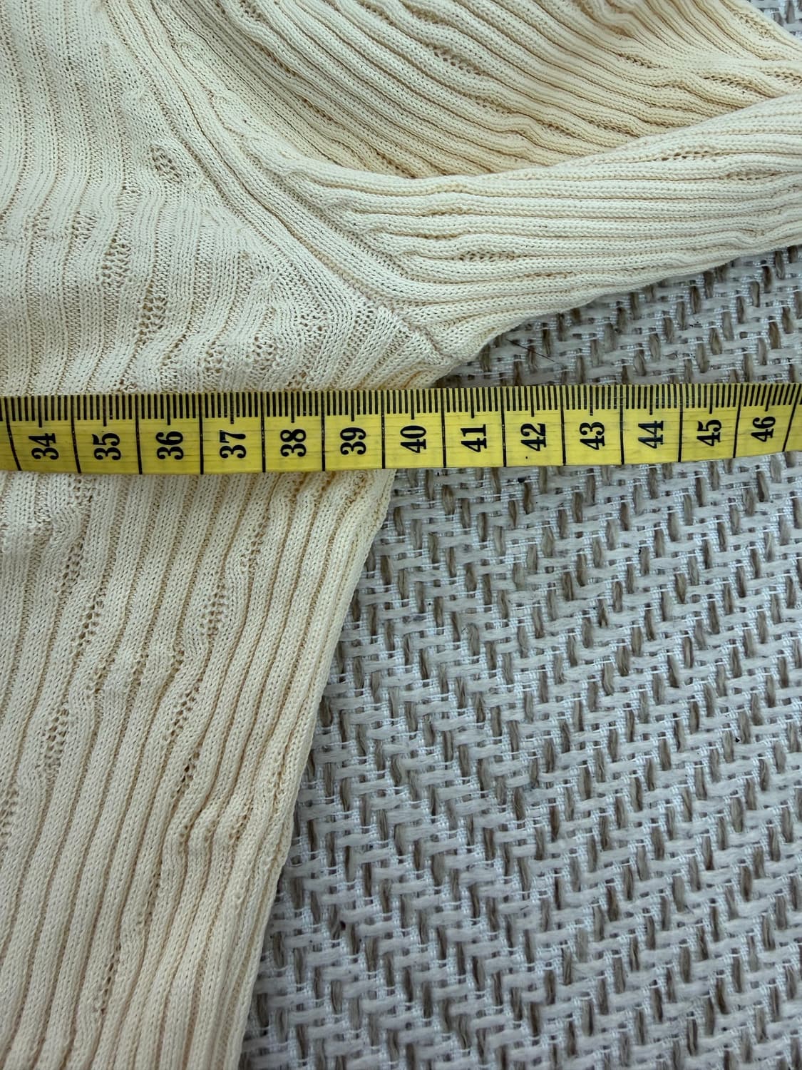 정품) 랑방 한섬 23ss 로고 팬던트 아이보리 골지 니트 90 상품이미지9