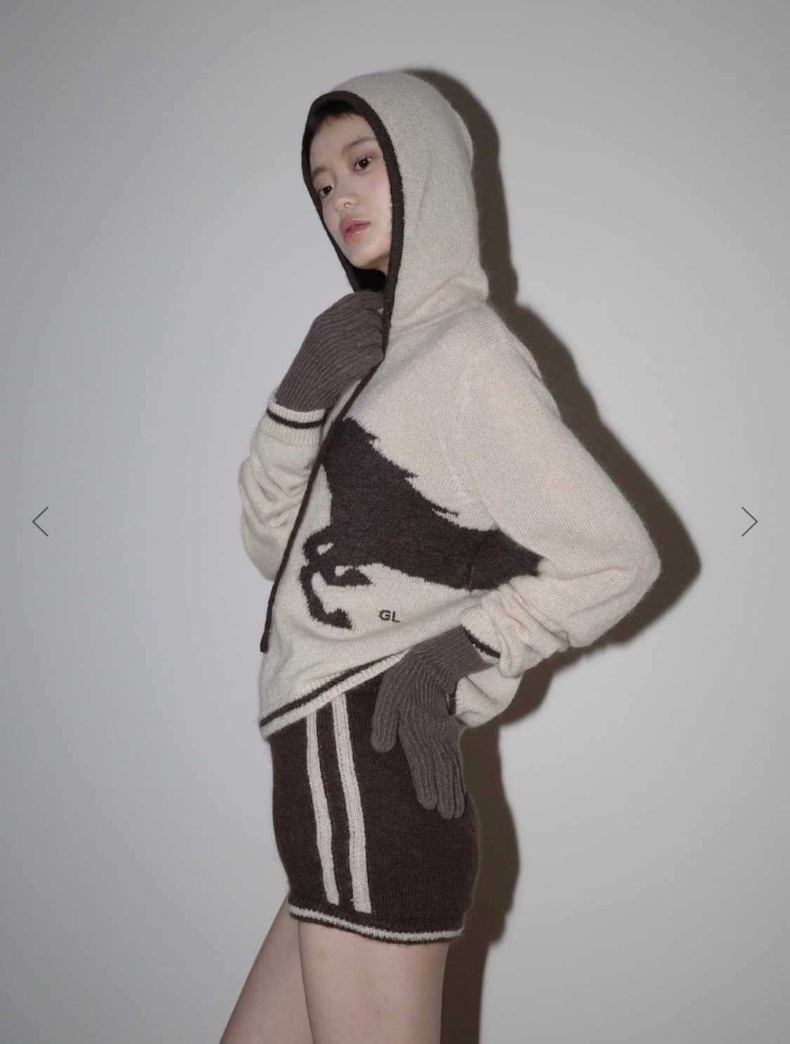 글로니 세트! (코지 크리터 후드 니트+크로스 스티치 니트 쇼츠) 상품이미지1