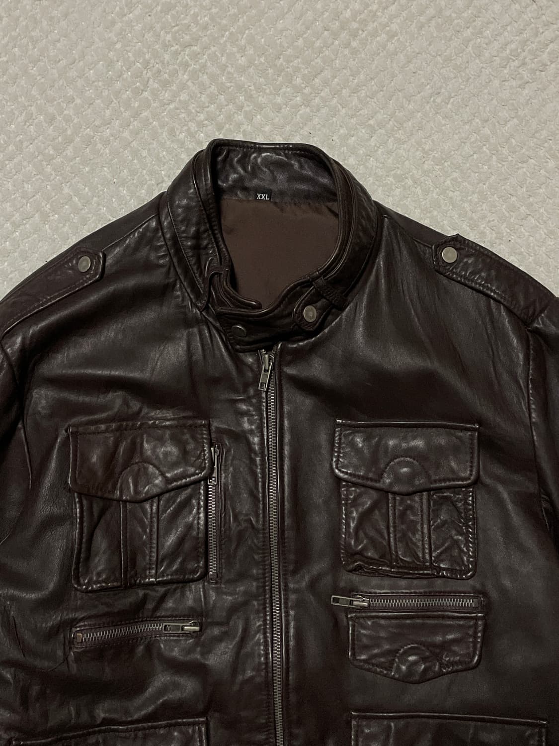 웨스턴 무드 이태리 램스킨 양가죽 포켓 레더 자켓 상품이미지4