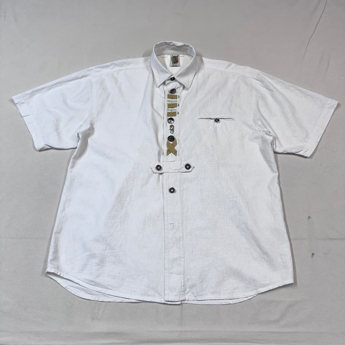 XXL) Solo 유럽 빈티지 린넨 반팔 셔츠 화이트 상품이미지1