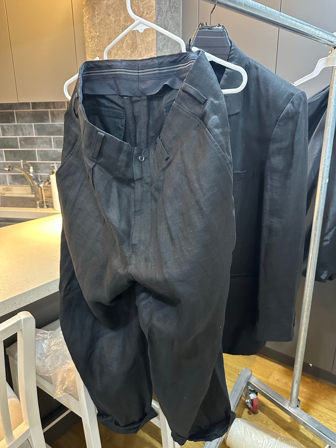 요지 야마모토 린넨 수트 자켓 사이즈 2 바지 3 상품이미지6