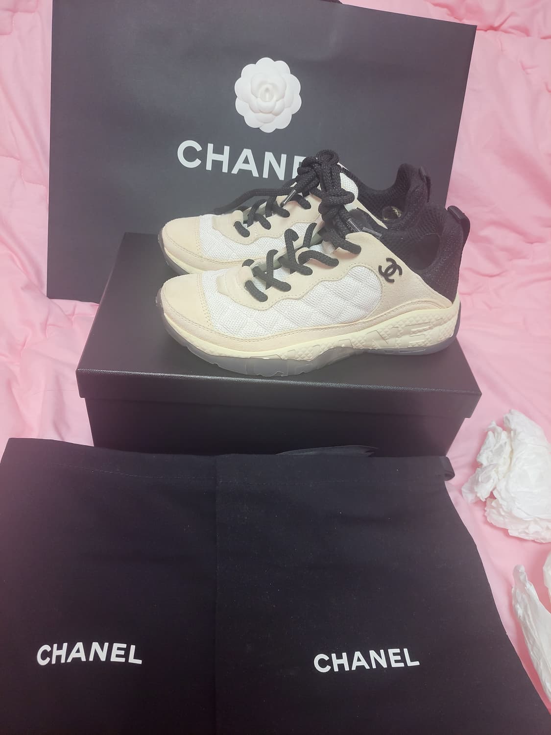 정품)급처상태좋음!샤넬 믹스드파이버 스니커즈 운동화 신발 상품이미지1