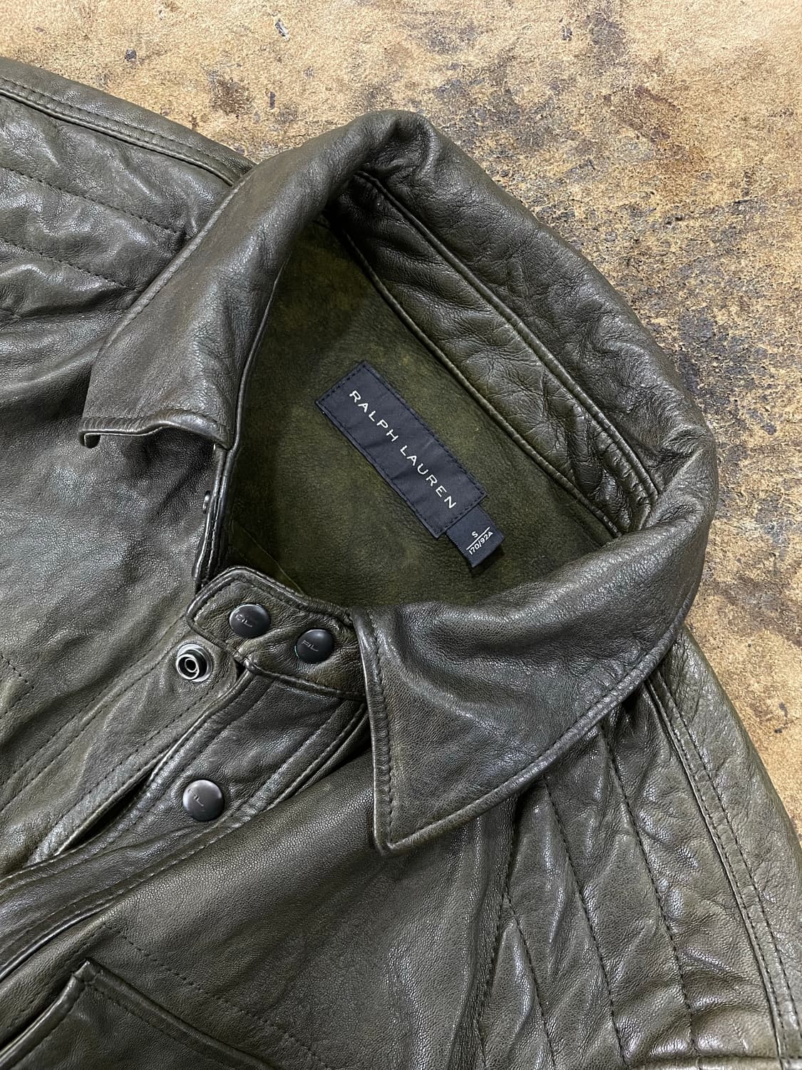 폴로랄프로렌(블랙라벨)/블랙카키 니트매치 양가죽자켓(S) 상품이미지3