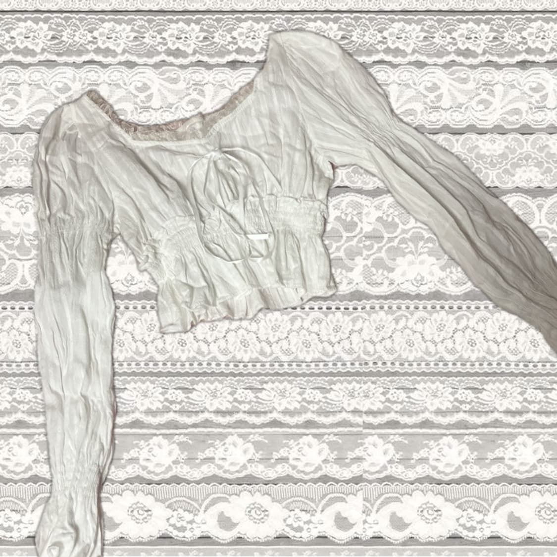 화이트 블라우스 레이스 셔링 시로 갸루 달천깔  y2k 증사 상품이미지2