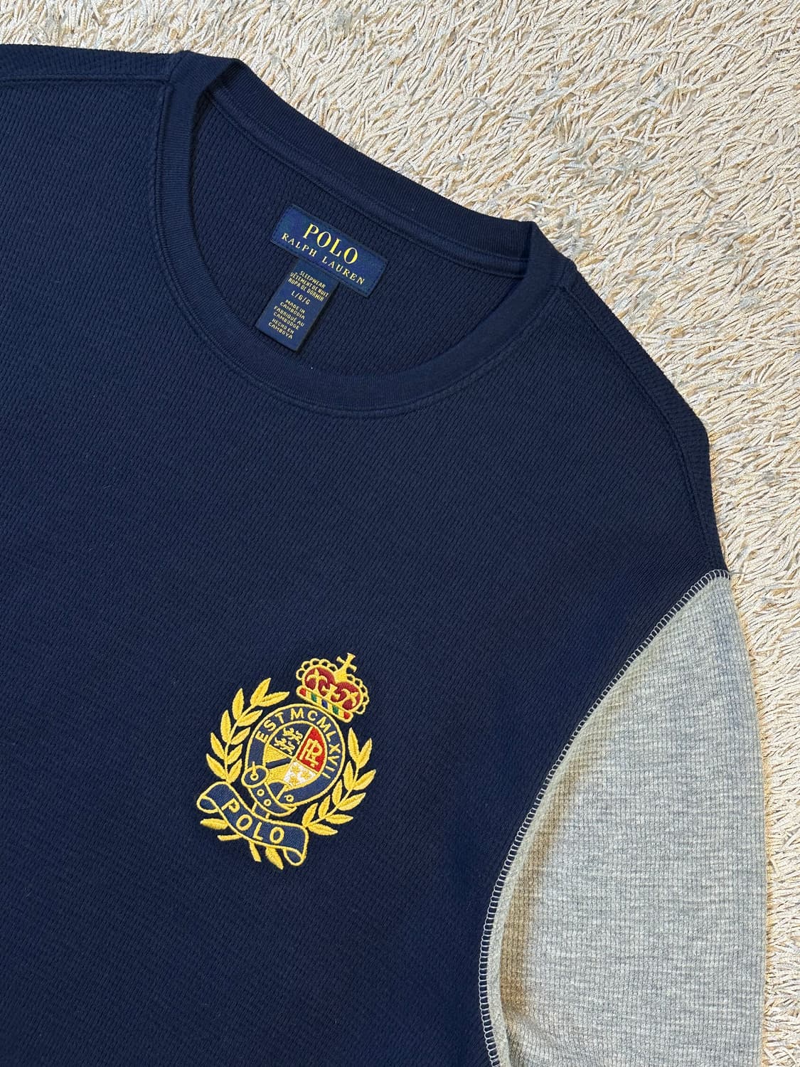 폴로 랄프로렌 신형 크레스트 로고 배색 와플 니트 롱슬리브 긴팔 상품이미지2