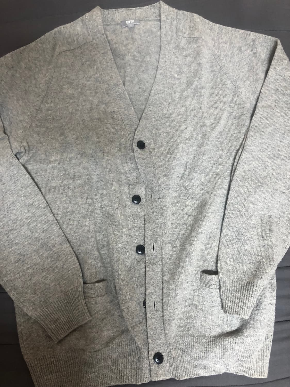 (오늘만급처)유니클로 램스울 가디건 블랙,그레이XL 상품이미지1