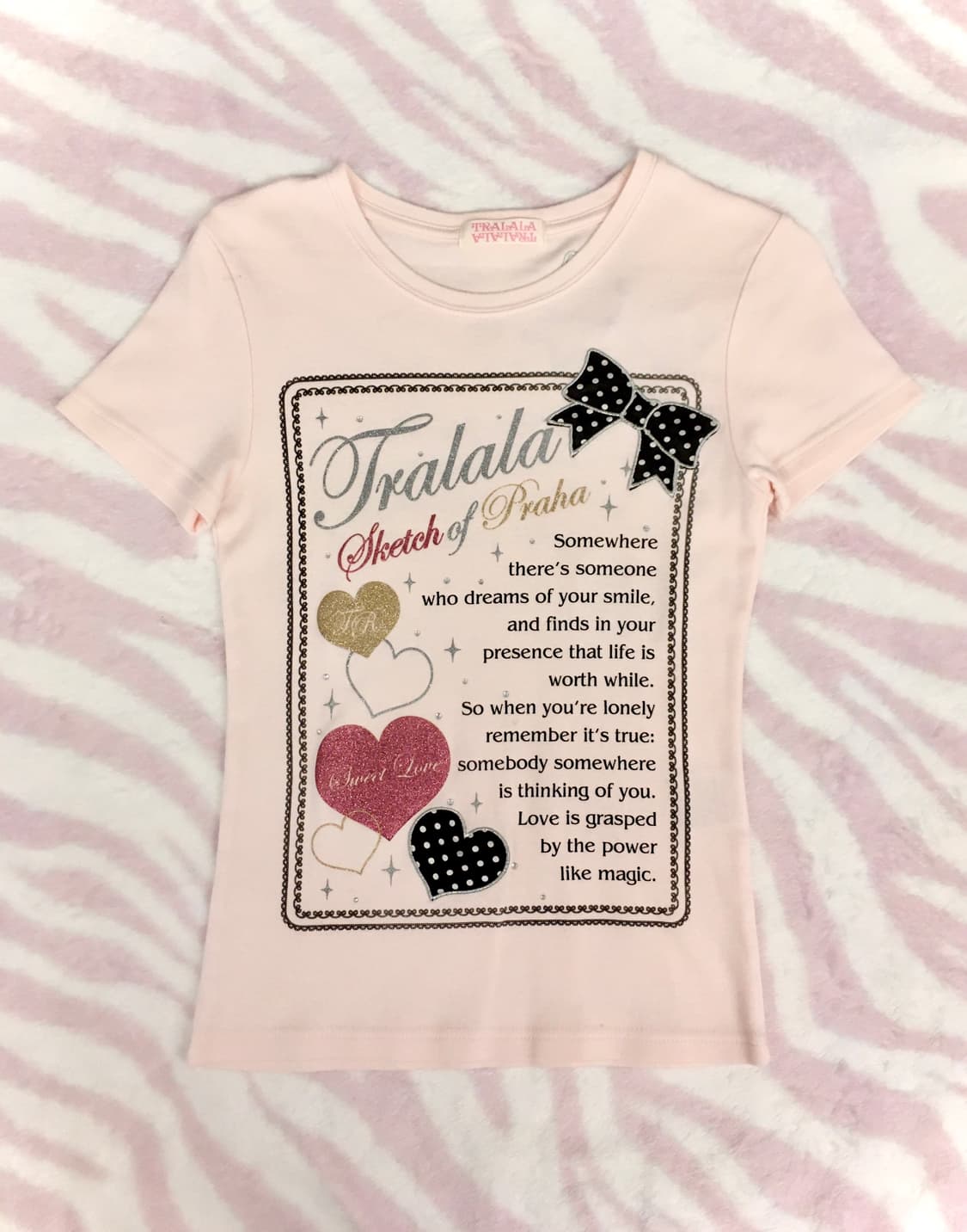 트랄라라 연핑크 레터링 반팔티셔츠 히메갸루 리즈리사 핀터레스트 상품이미지1