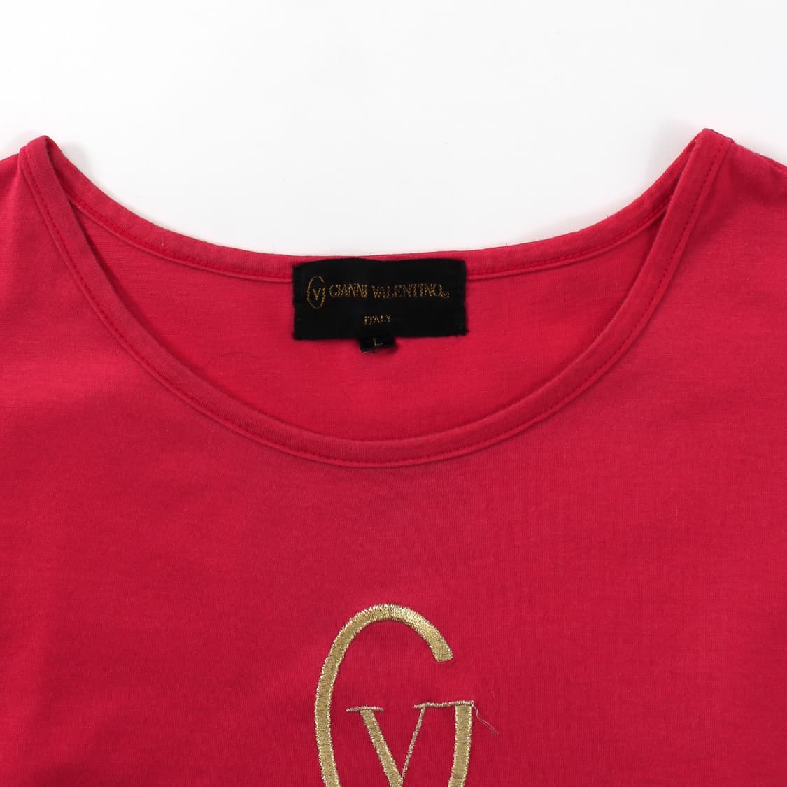 지아니 발렌티노 Valentino 레드 골드 로고 자수 반팔티셔츠 상품이미지5