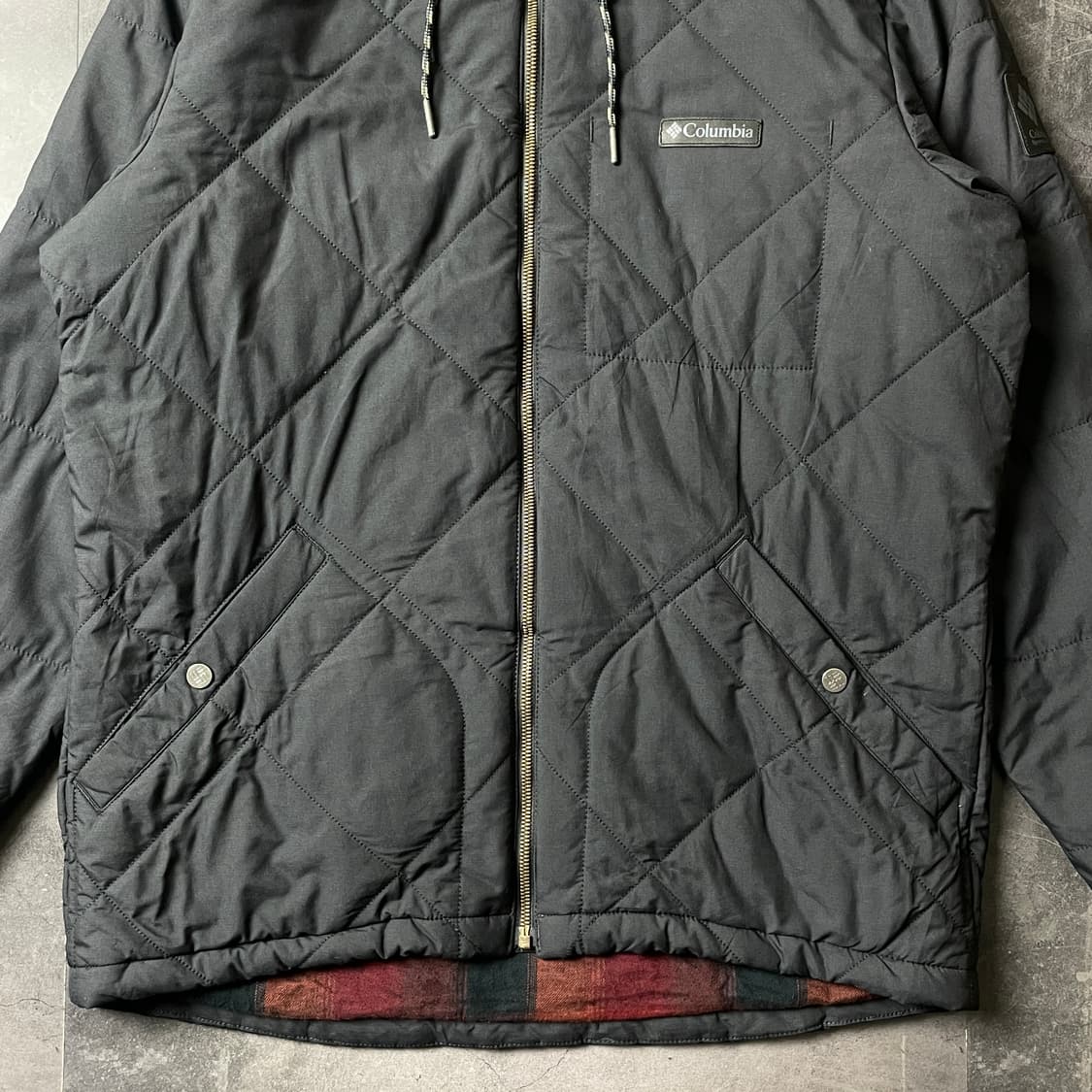 COLUMBIA 컬럼비아 빈티지 블랙 플란넬 후드패딩 A00465 상품이미지3