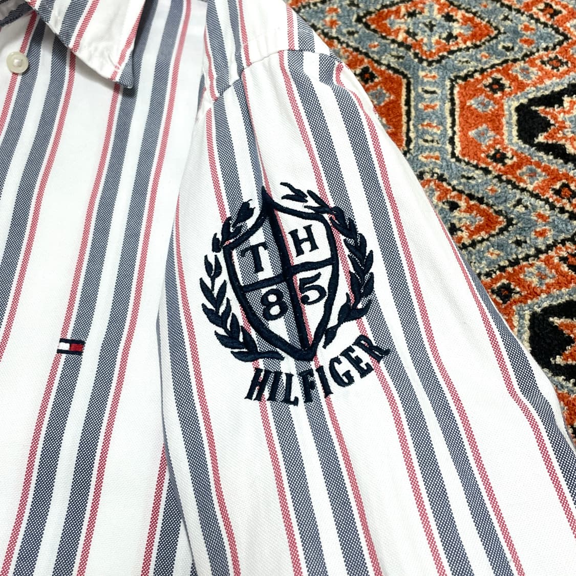 타미힐피거 빈티지핏 네이비 세로 스트라이프 옥스포드 셔츠 남성S 상품이미지3