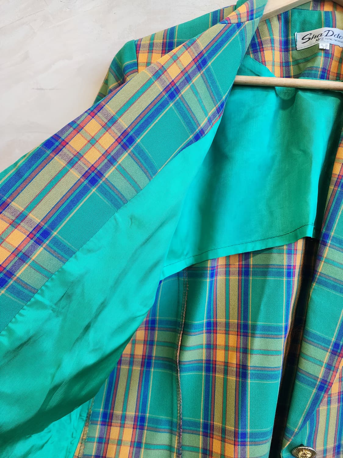 린넨 그린 체크 자켓 상품이미지5