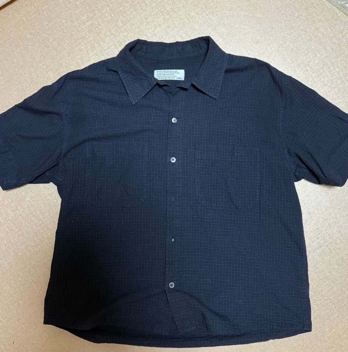 (1)다이브인 올드 체크 투 포켓 하프 셔츠 네이비 상품이미지2