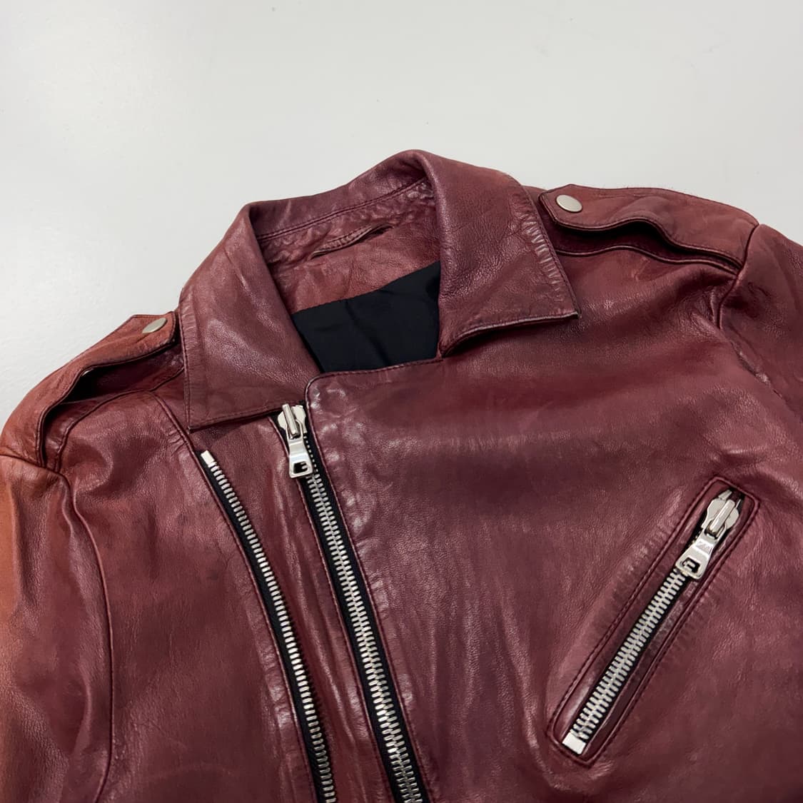 바이커 리얼레더 양가죽 사선 라이더 릭오웬스맛 가죽자켓 상품이미지4