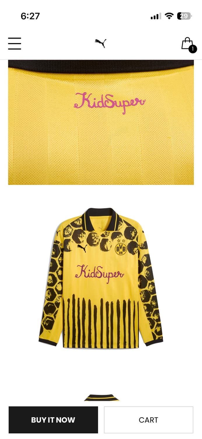 푸마 x 키드슈퍼 BVB 롱슬리브 레트로 셔츠 패스터 옐로우 블랙 (논  상품이미지4