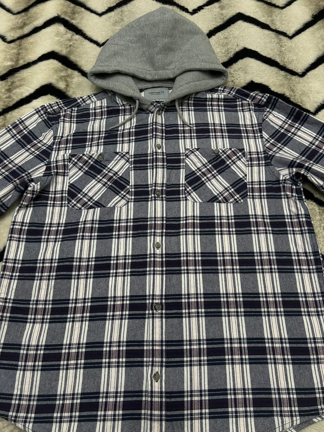 [XL]칼하트Wip 오티스 체크 후드셔츠 상품이미지3