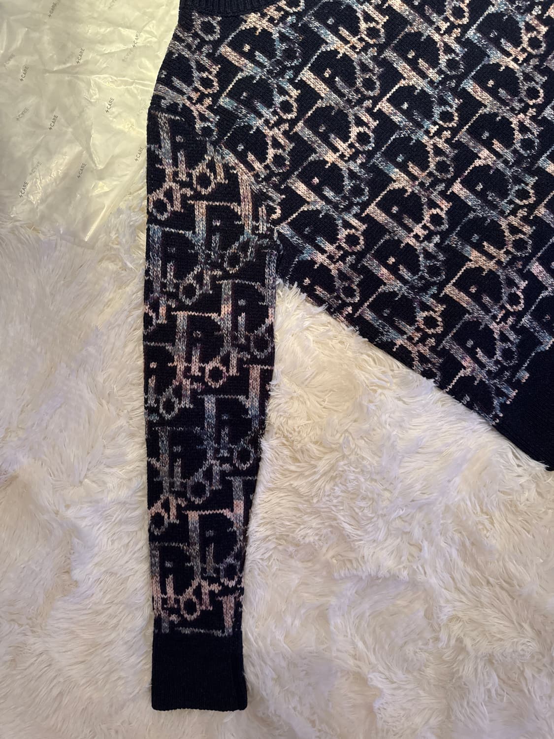 번개케어정품인증/한정판 디올 오블리크 자카드 멀티컬러 네이비 울 스웨터  상품이미지6