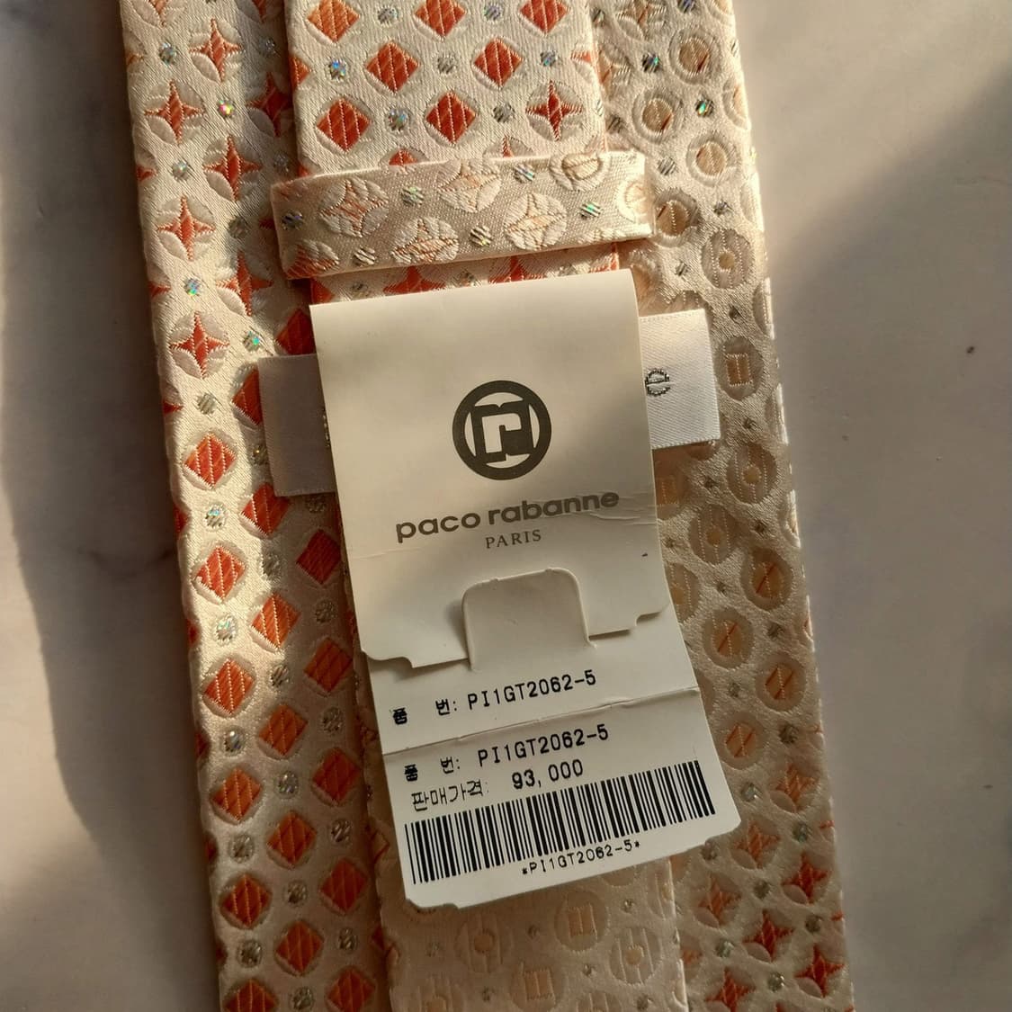 파코라반 실크 아이보리 패턴 넥타이 9.2cm 새상품 K1430
 상품이미지10