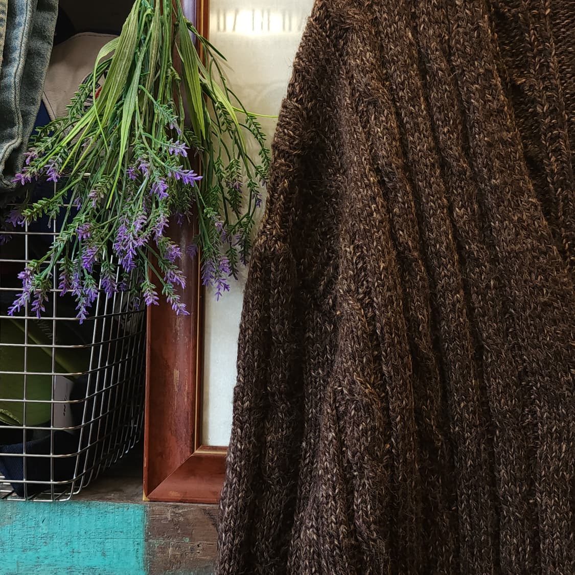 90s 프렌치 헨드메이드 울 가디건 헤비울 스웨터 빈티지 니트 꽈배기 L 상품이미지6