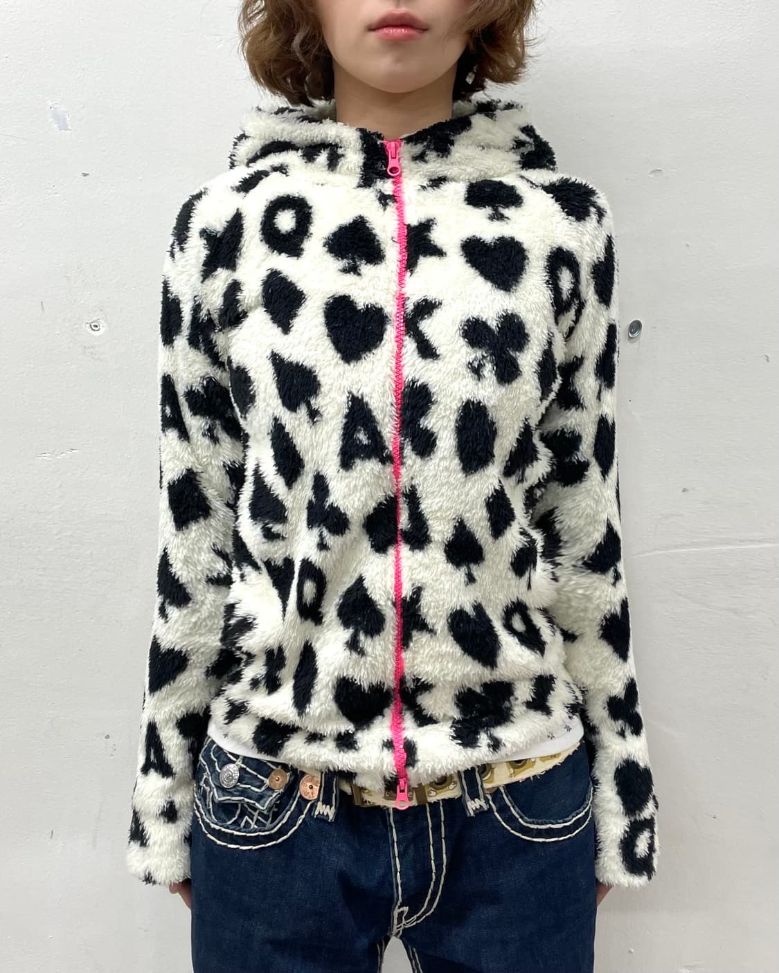 Black and white poker fleece 상품이미지2
