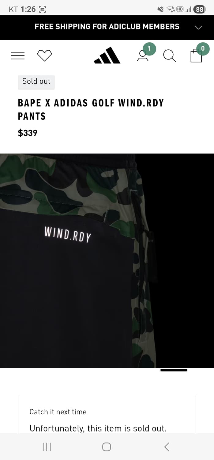 BAPE x adidas Golf WIND.RDY Pants 상품이미지6