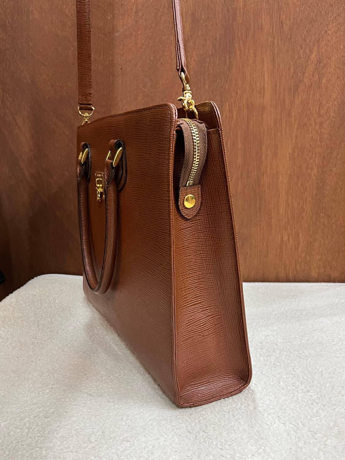 (더스트백)90s COURREGES 꾸레쥬 브리프케이스 라지 브라운 상품이미지7