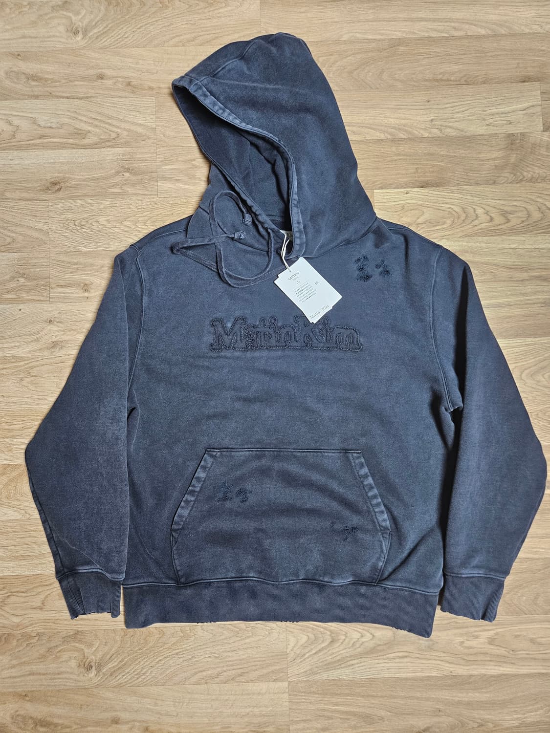 Matin kim 마뗑킴 차콜 빈티지 로고 후드티 상품이미지1