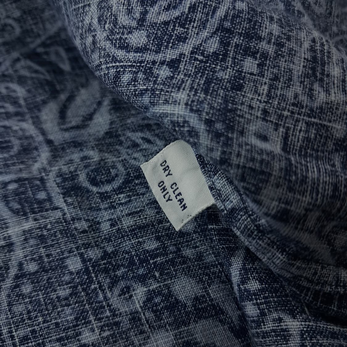 CK257 L 폴로 90s 린넨 페이즐리 로얄 네이비 반팔 셔츠 남방 상품이미지5