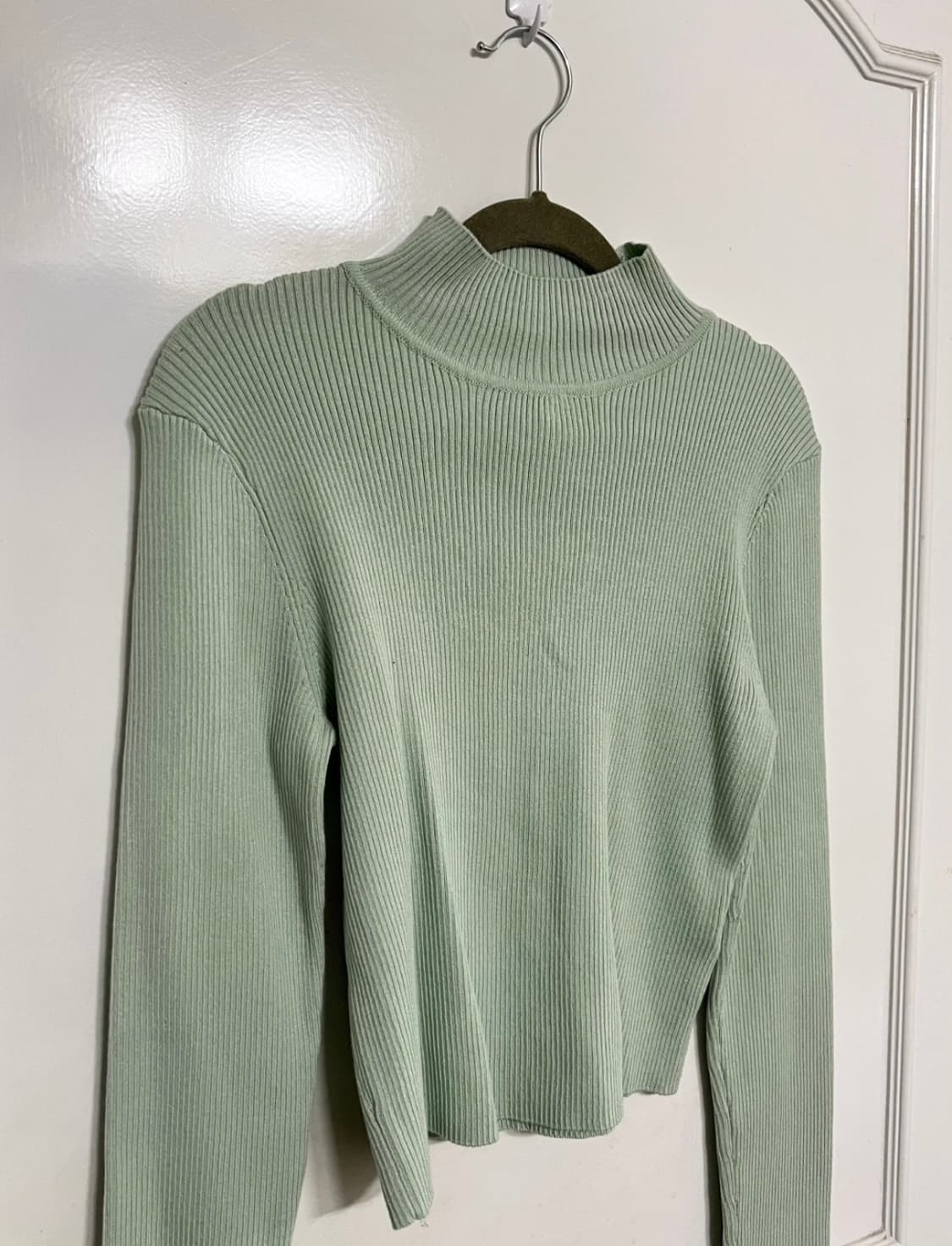 H&M 민트 하프넥 골지 니트 폴라티 M 상품이미지1