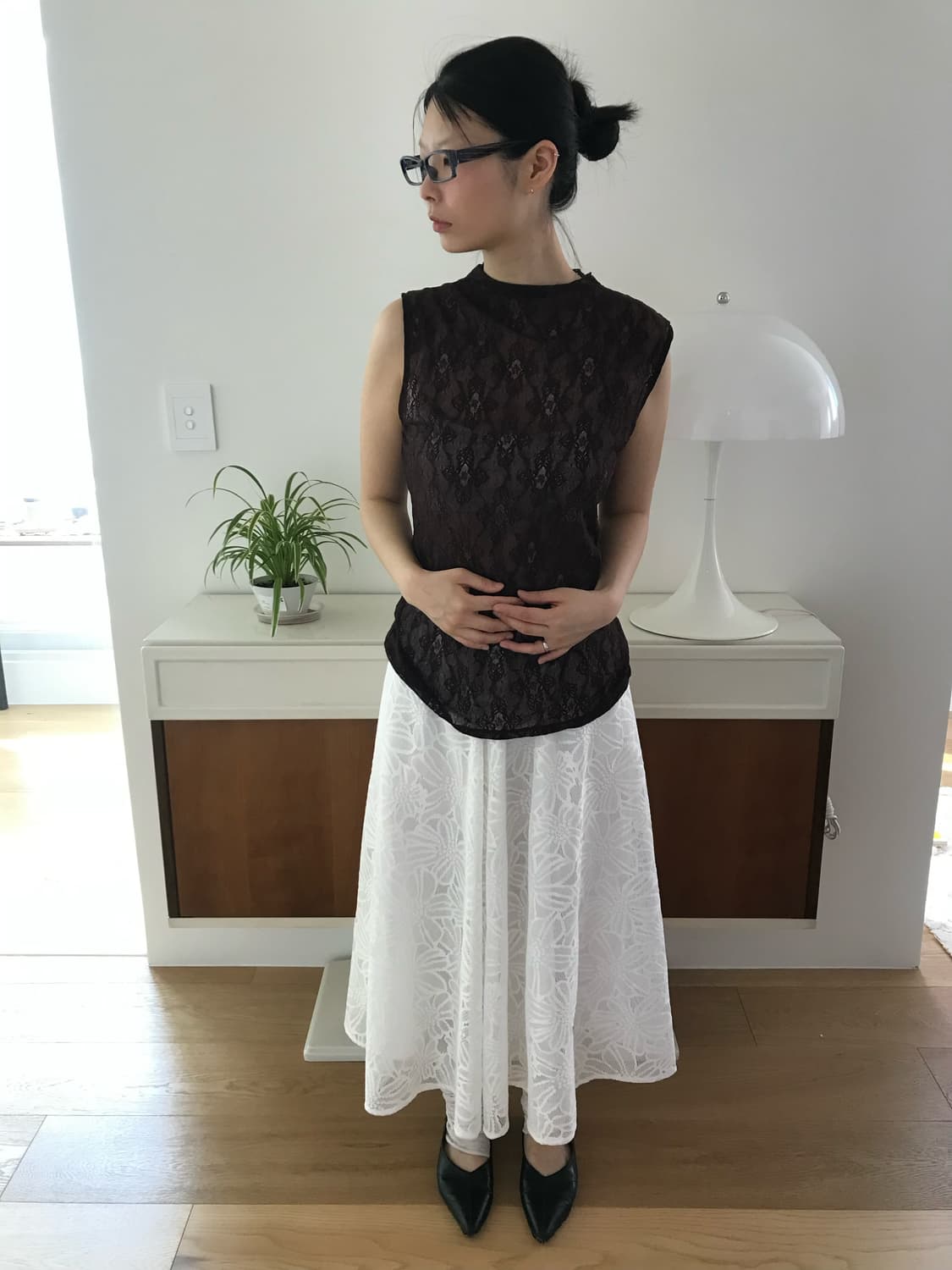 vintage brown lace sleeveless 상품이미지4