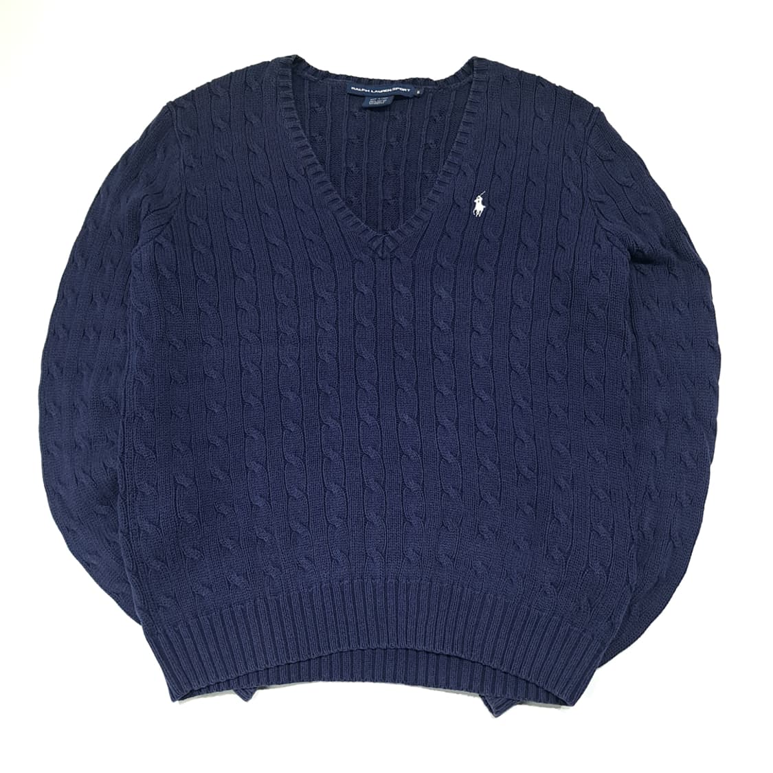 CL491 XL 폴로 00s 코튼 케이블 브이넥 네이비 니트 스웨터 상품이미지1