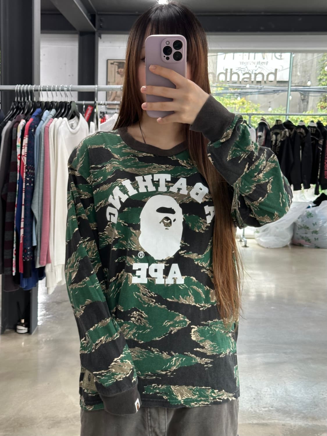베이프 타이거 카모 컬리지 롱슬리브긴팔티 상품이미지3
