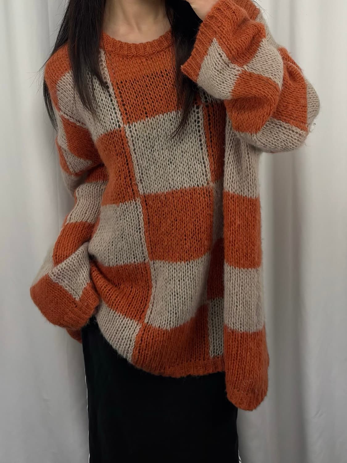 더오픈프로덕트 체커보드 니트 상품이미지1