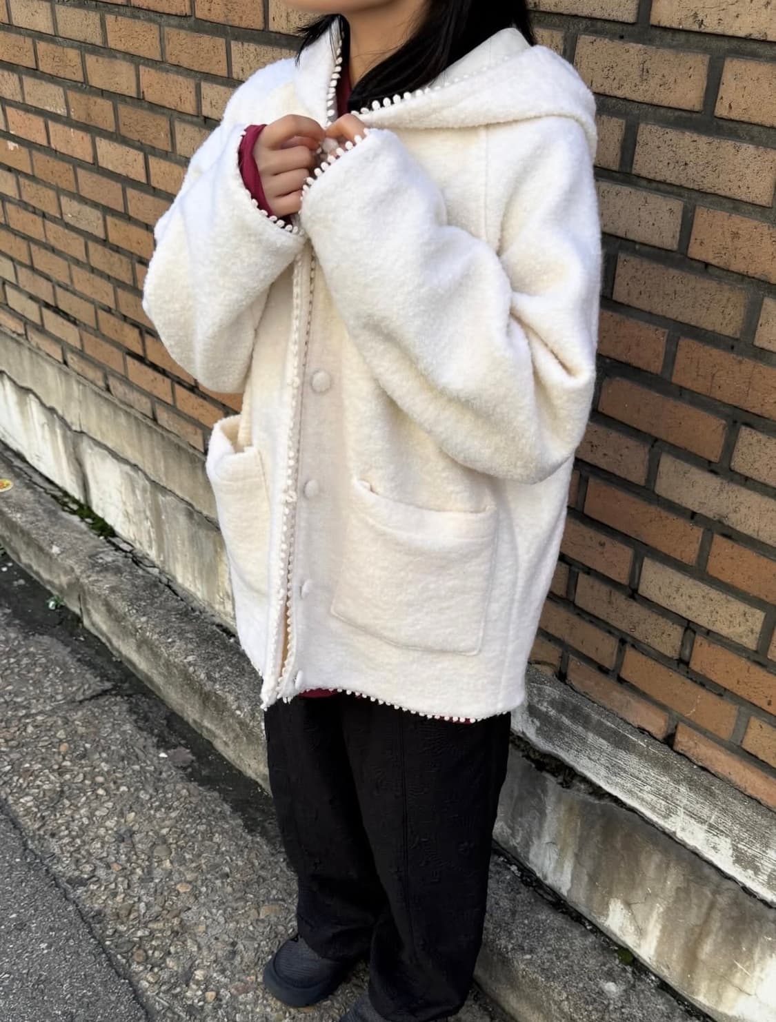 페스토 후디드 부클 가디건 도브 상품이미지2