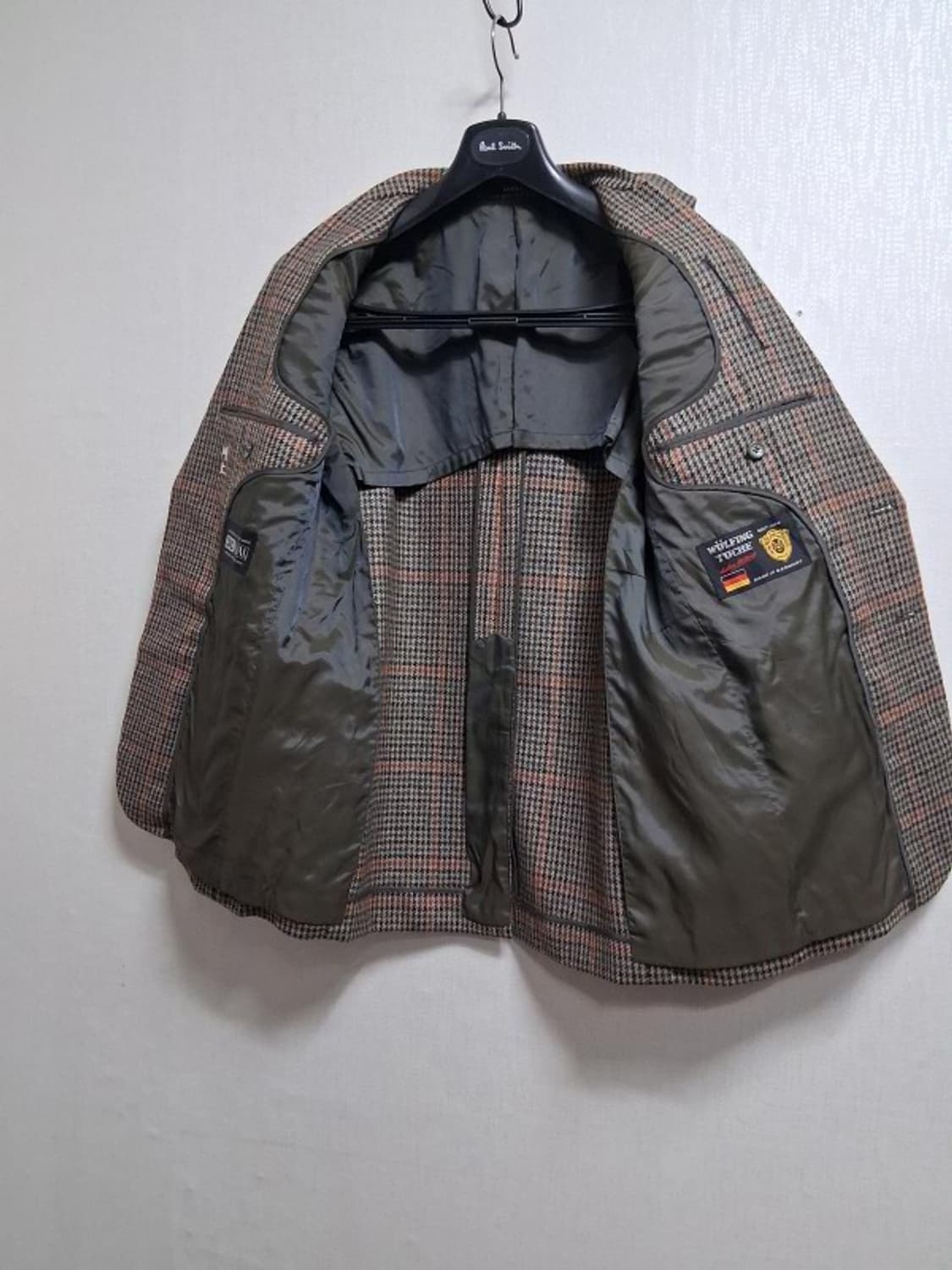 일본구제 WULFING TUCHE 남성 100%순모 레트로체크모직쟈켓90 상품이미지3